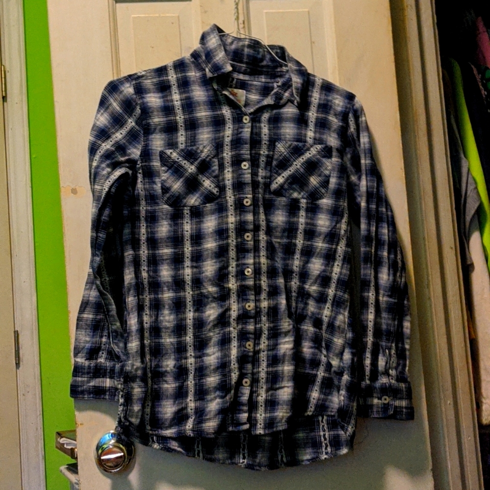 Blue Plaid Button-up